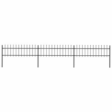 vidaXL Tuinhek met speerpunt staal 504x60 cm zwart, Verzenden, Nieuw, IJzer, 1 tot 2 meter