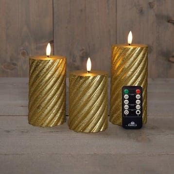 Ledkaars 3d flame wax candle swirl goud annas collection, Ophalen of Verzenden, Nieuw