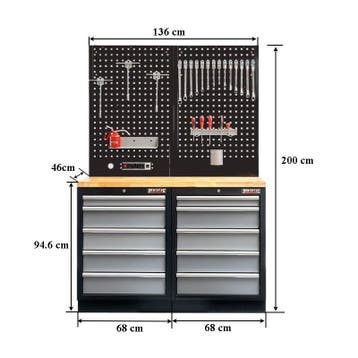 Werkbank set met hardhouten werkblad, gereedschapsbord, Ophalen of Verzenden, Nieuw