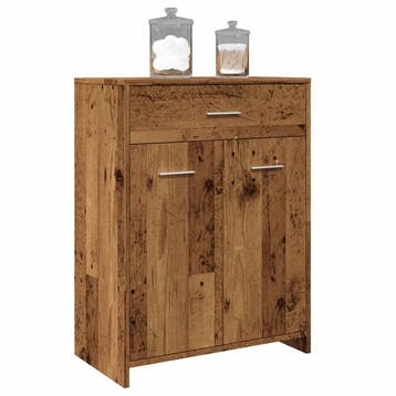 vidaXL Badkamerkast 60x33x80 cm bewerkt hout oud houtkleurig, Verzenden, Nieuw, (Half)hoge kast, Minder dan 100 cm