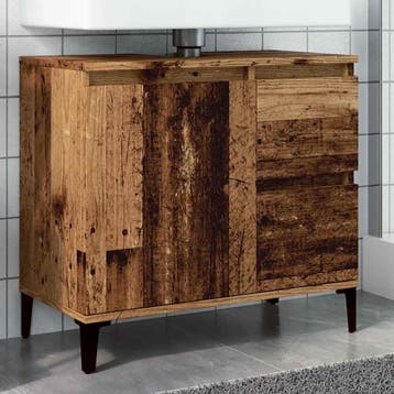 vidaXL Wastafelkast 65x33x60 cm bewerkt hout oud houtkleurig, Verzenden, Nieuw
