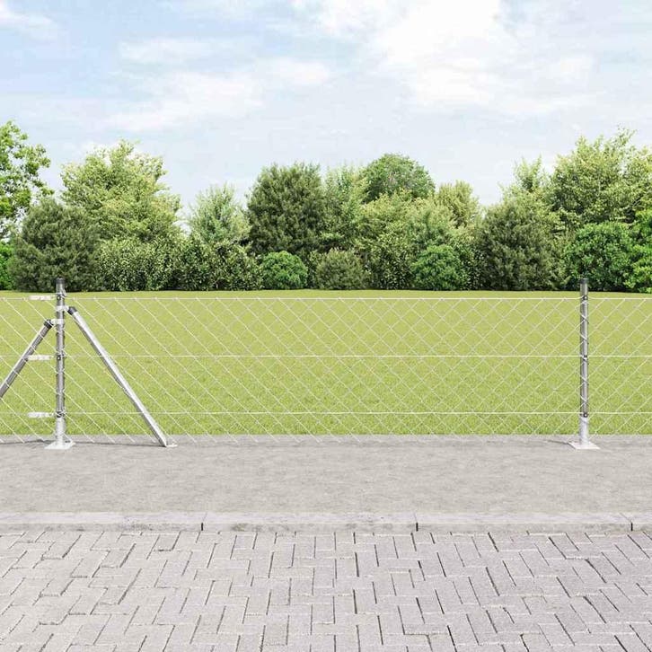 vidaXL Afrasteringspaal Zilver 10 x 0,4 m (60 x 60 mm gaas), Tuin en Terras, Schuttingen, Nieuw, IJzer, Verzenden