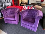Chesterfield Maarssen ! 2x Paars Fluweel / Velvet Club Chair, Huis en Inrichting, Fauteuils, Ophalen, Zo goed als nieuw, Stof