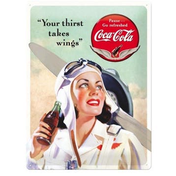 Coca Cola Takes Wings Lady reclamebord, Ophalen of Verzenden, Nieuw