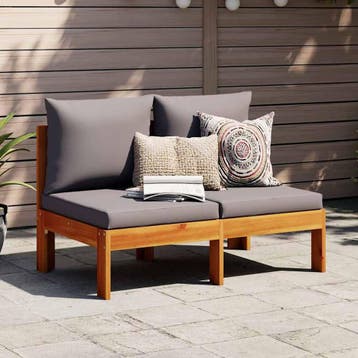 vidaXL Tuinbank 2-zits met kussens massief acaciahout, Verzenden, Nieuw, Hardhout