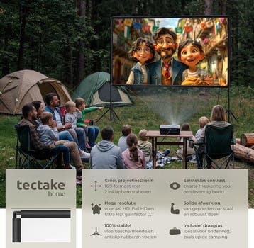 2dekans | tectake® Beamer Scherm - 100 Inch (257 cm) - 16:9, Ophalen of Verzenden, Zo goed als nieuw, Tectake