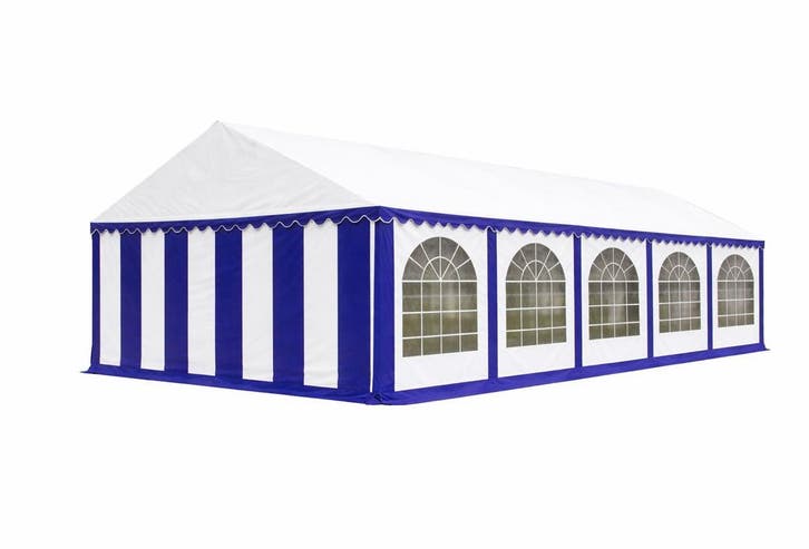 Premium Partytent PVC 5x10x2 mtr in Wit-Blauw (5x10 meter), Tuin en Terras, Partytenten, Partytent, Nieuw, 2 meter of meer, Verzenden