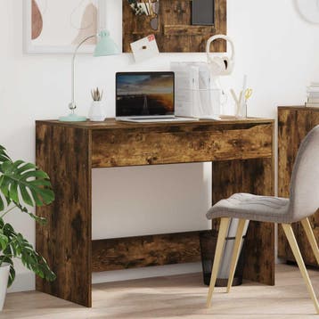vidaXL Bureau met Lade Gerookt eiken 100 x 50 x 78 cm, Verzenden, Nieuw