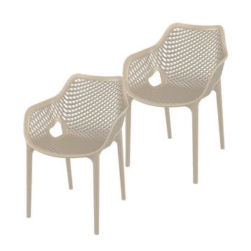 Garden Impressions Air XL design tuinstoel taupe - 2 stuks, Verzenden, Nieuw