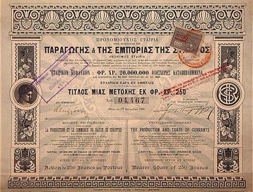 Themacollectie - 1905 Art Deco Aandeelcertificaat - The