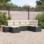 vidaXL Bankstel met kussen 7 pcs poly rattan, Verzenden, Nieuw, Rotan, 7 zitplaatsen