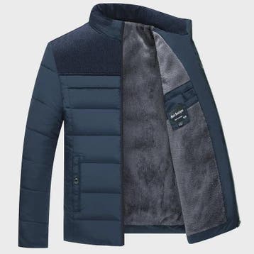 Warme Heren Puffer Jas met Pluche Voering en Opstaande Kraag, Verzenden, Nieuw