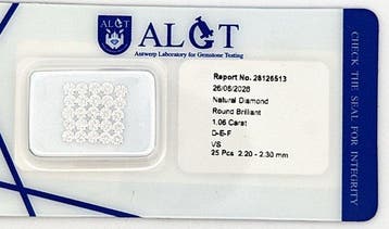 25 pcs Diamant (Natuurlijk) - 1.06 ct - Rond - F, D, Sieraden, Tassen en Uiterlijk, Edelstenen, Nieuw