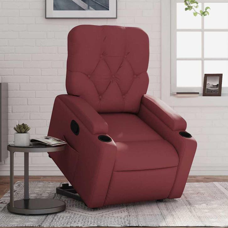 vidaXL Sta-op-stoel kunstleer wijnrood, Huis en Inrichting, Fauteuils, Nieuw, Verzenden