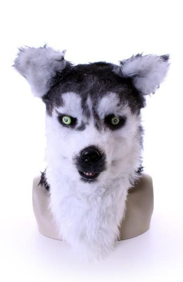 Masker Wolf Husky Lichtgevende Ogen en Bewegende Mond Hond G, Ophalen of Verzenden, Nieuw, Carnaval