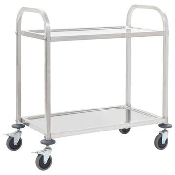 vidaXL Keukentrolley 2-laags 95x45x83,5 cm roestvrij staal, Verzenden, Nieuw
