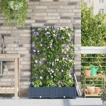 vidaXL Plantenbak 2 st Grijs 80 x 40 x 125,5 cm PP, Verzenden, Nieuw, Minder dan 60 cm