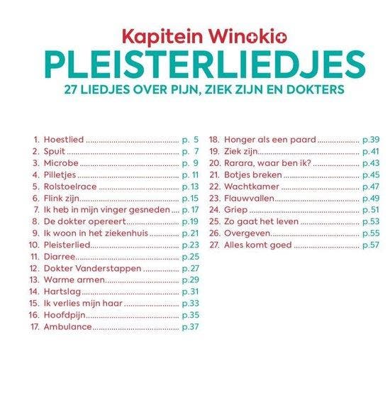 Pleisterliedjes 9789490378547 Kapitein Winokio, Boeken, Kinderboeken | Baby's en Peuters, Gelezen, Verzenden