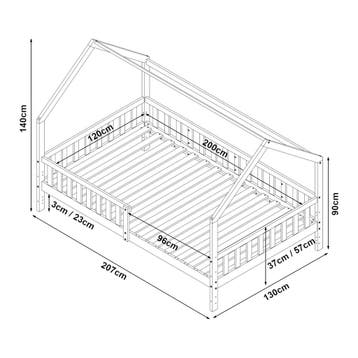 Kinderbed Ydre huisbed met bedbodem 120x200 cm wit [en.casa], Verzenden, Nieuw