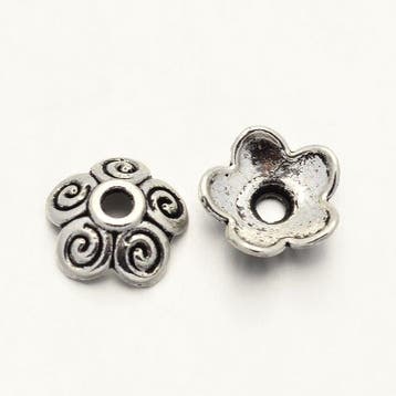 10 x Tibetaans zilveren kralenkapjes 10mm, Ophalen of Verzenden, Nieuw, Kraal