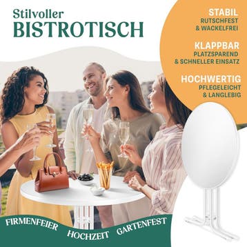 Statafel - Bartafel - Partytafel - 70 cm- Wit - KESSER®, Verzenden, Zo goed als nieuw