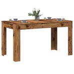 Eettafel 140x74,5x76 cm bewerkt hout oud houtkleurig, Huis en Inrichting, Tafels | Eettafels, Verzenden, Nieuw