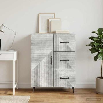 vidaXL Dressoir met lade Betongrijs 66 x 34,5 x 89,5 cm, Verzenden, Nieuw, Overige houtsoorten, Minder dan 50 cm