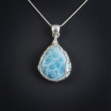 Natuurlijk larimar. Topkwaliteit. Unieke ambachtelijke, Antiek en Kunst
