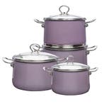 Altom Design Izydor 8 Delige Emaille Pannenset Retro Paars -, Huis en Inrichting, Keuken | Potten en Pannen, Ophalen of Verzenden