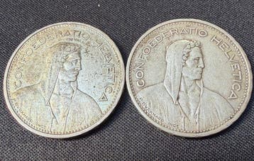 Zwitserland. 5 Francs 1932 (2 monedas) (Zonder minimumprijs), Postzegels en Munten, Munten | Europa | Niet-Euromunten