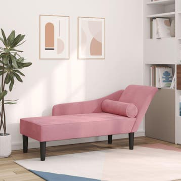 vidaXL Chaise longue met kussens fluweel roze, Verzenden, Nieuw
