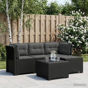 vidaXL 4-Persoons Tuinbank met Kussens Rieten Look PP, Verzenden, Nieuw