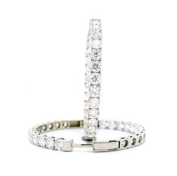 Zonder minimumprijs - Hoepel oorbellen Platina - 8.12ct. tw.
