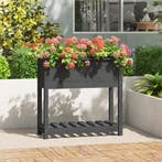 vidaXL Plantenbak met schap 82,5x34,5x81 cm massief, Verzenden, Nieuw, Hout, 60 cm of meer