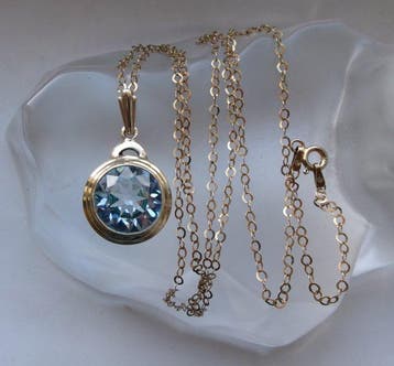 Zilver, Topaas - Ketting met hanger - Art Deco