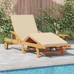 vidaXL Ligstoel 2 pcs Beige Massief Acaciahout, Tuin en Terras, Verzenden, Nieuw