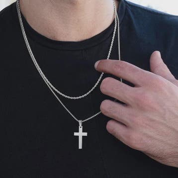 Heren Kruis Ketting Roestvrij Staal - Waterdicht & Anti-Alle, Verzenden, Nieuw