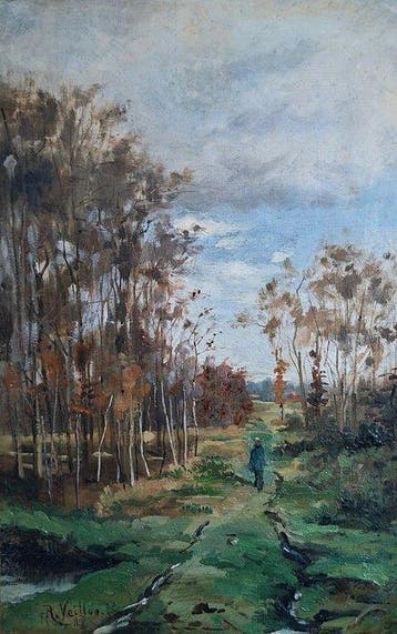 René Veillon (1864-1920) - Paysage de forêt, Antiek en Kunst