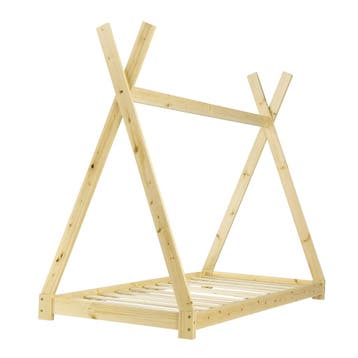 Juniorbed - Tipi met bedbodem en matras 90x200cm - naturel, Verzenden, Nieuw