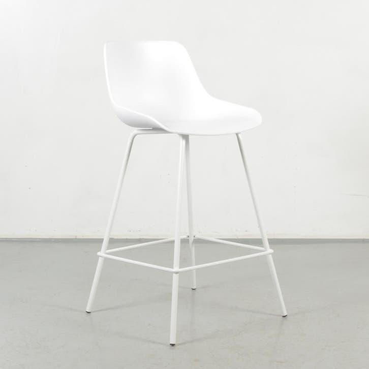 Barkruk Lund, wit, 4-poot onderstel, Huis en Inrichting, Stoelen, Ophalen of Verzenden