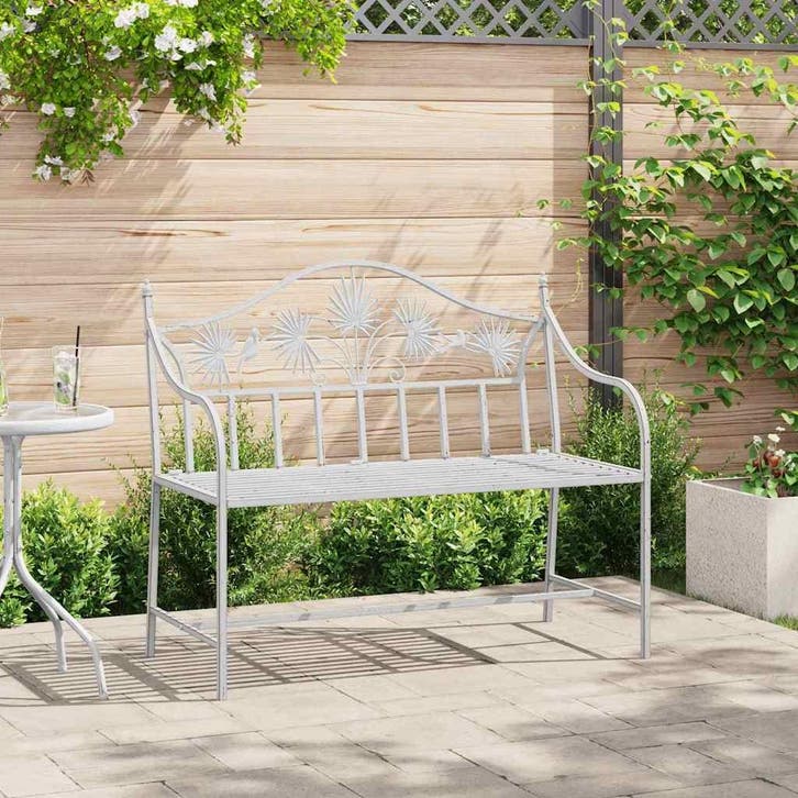 vidaXL Tuinbank Antiek wit 104 x 52,5 x 89 cm Staal, Tuin en Terras, Tuinbanken, Nieuw, Metaal, Verzenden