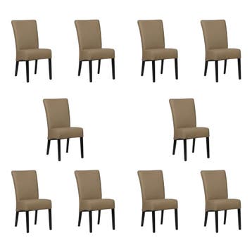 Set van 10 Leren eetkamerstoelen Just - Toledo Mocca, Huis en Inrichting, Stoelen, Ophalen of Verzenden, Nieuw, Leer