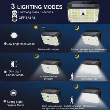 Solar Buitenlamp met Bewegingssensor - 176 LED, IP65 Waterdi, Verzenden, Nieuw