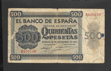 Spanje. - 500 Pesetas 1936 - Pick 120a (Zonder minimumprijs)