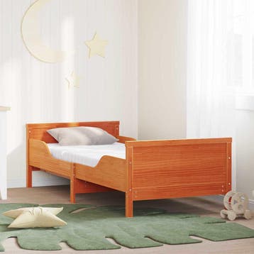 vidaXL Bedframe met uitschuifbaar matras Bruin 80 x 200 cm, Verzenden, Nieuw, Bruin, Hout