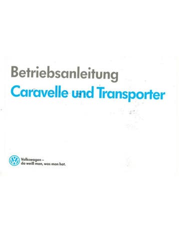1991 VOLKSWAGEN CARAVELLE | TRANSPOTER INSTRUCTIEBOEKJE