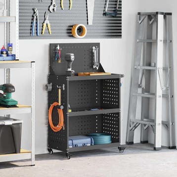 vidaXL Gereedschapswagen Zwart 65 x 35 x 111 cm Koudgewalst, Verzenden, Nieuw
