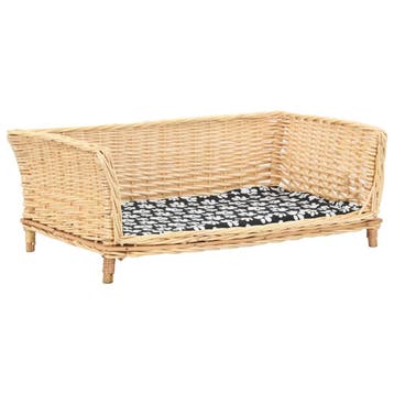 vidaXL Hondenmand met kussen 90x54x35 cm natuurlijk wilgen, Verzenden, Nieuw