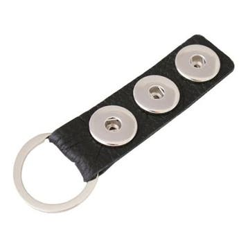 Fako Bijoux - Sleutelhanger - Leder - Click Buttons - Zwart, Verzenden, Nieuw