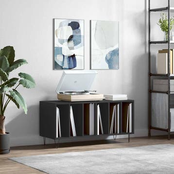 vidaXL Platenkast 100x38x48 cm bewerkt hout zwart, Verzenden, Nieuw